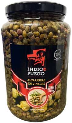 Frasco de alcaparras en vinagre