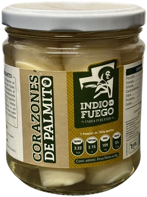Frasco de corazones de palmito de 410 gramos