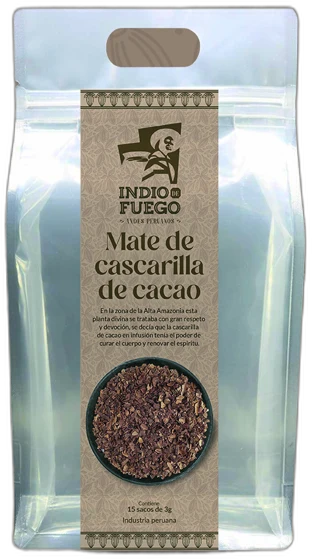 Envase de mate de cascarilla de cacao con 15 filtrantes