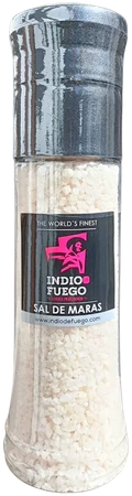 Molinillo cilíndrico alto de sal blanca con tapa gris