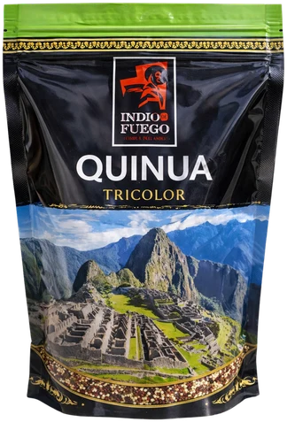 Bolsa de Quinua Tricolor con banda de Machu Picchu y cierre verde